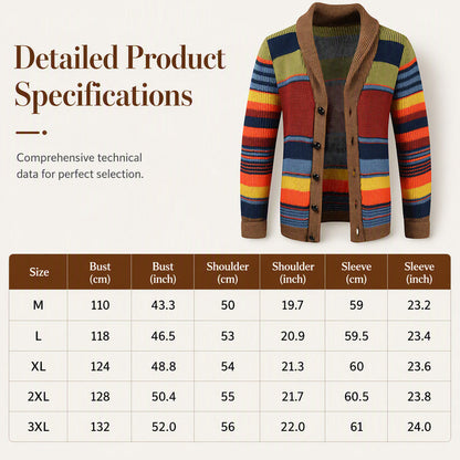 ❄️ Cold-Weather Comfort | Men's Striped Shawl-Collar Knit Cardigan