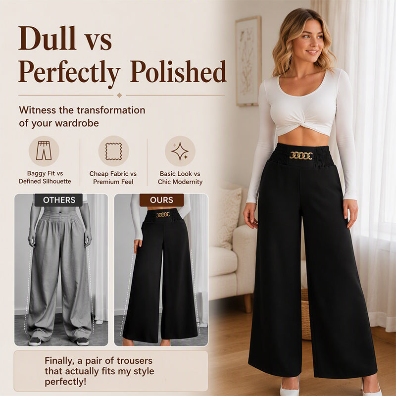 ☁️ All-Day Comfort | Women's Smocked-Waist Wide-Leg Pants