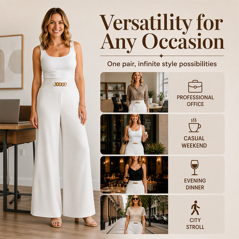 ☁️ All-Day Comfort | Women's Smocked-Waist Wide-Leg Pants