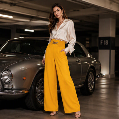 ☁️ All-Day Comfort | Women's Smocked-Waist Wide-Leg Pants