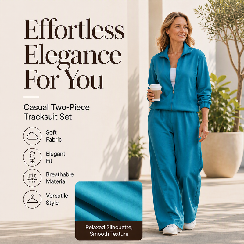 ✨ Effortless Comfort | Women's Zip-Up Cardigan & Wide-Leg Pants 2-Piece Set