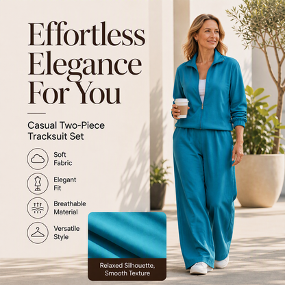 ✨ Effortless Comfort | Women's Zip-Up Cardigan & Wide-Leg Pants 2-Piece Set