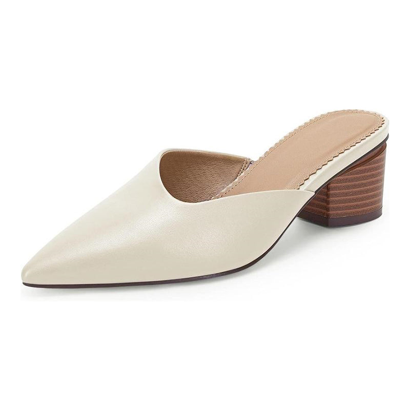 ✨ Polished Comfort | Women's Pointed-Toe Chunky-Heel Slip-On Mules