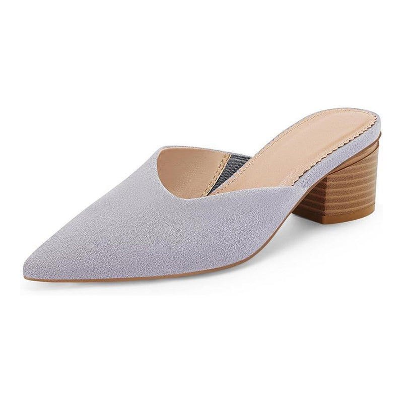 ✨ Polished Comfort | Women's Pointed-Toe Chunky-Heel Slip-On Mules