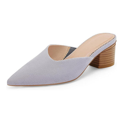 ✨ Polished Comfort | Women's Pointed-Toe Chunky-Heel Slip-On Mules