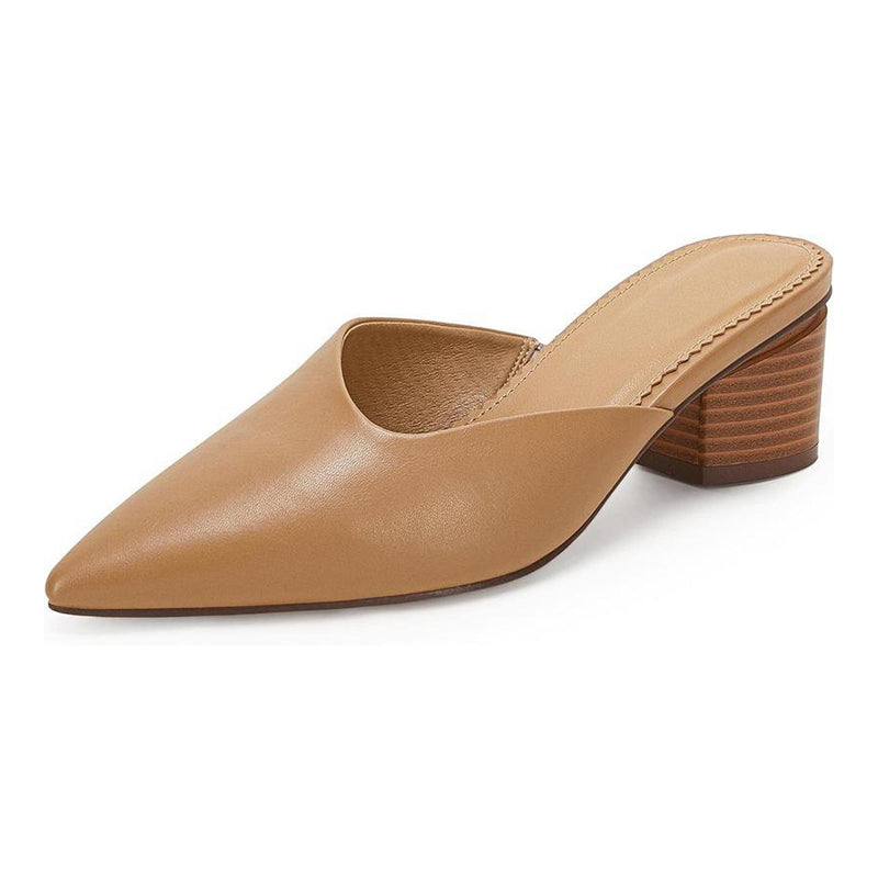 ✨ Polished Comfort | Women's Pointed-Toe Chunky-Heel Slip-On Mules