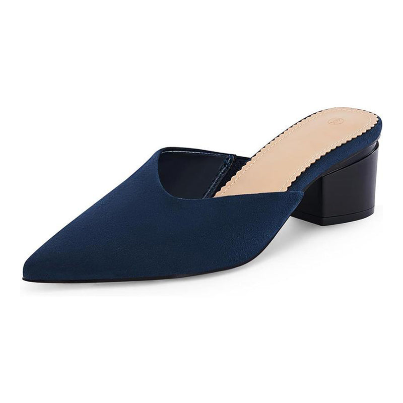 ✨ Polished Comfort | Women's Pointed-Toe Chunky-Heel Slip-On Mules