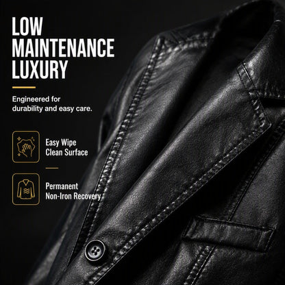 ✨ Premium Style | Men's Tailored Slim-Fit PU Leather Moto Blazer