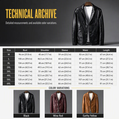 ✨ Premium Style | Men's Tailored Slim-Fit PU Leather Moto Blazer