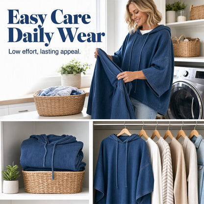 ✨ Easy Denim Comfort | Women's Relaxed Hooded Denim Top