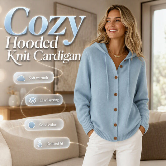 ☁️ Cozy Everyday Comfort | Women's Hooded Button-Front Knit Cardigan