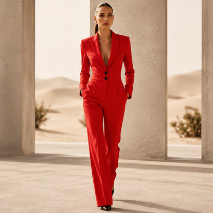 ✨ Effortless Elegance | Women's Tailored Blazer Jumpsuit