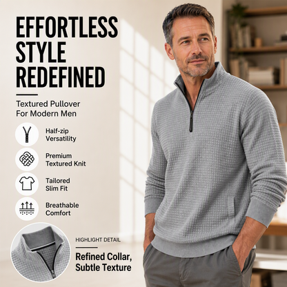 ✨ Elevated Comfort | Men's Waffle-Knit Quarter-Zip T-Shirt