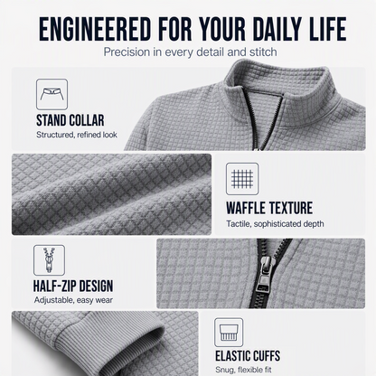 ✨ Elevated Comfort | Men's Waffle-Knit Quarter-Zip T-Shirt