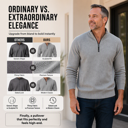 ✨ Elevated Comfort | Men's Waffle-Knit Quarter-Zip T-Shirt