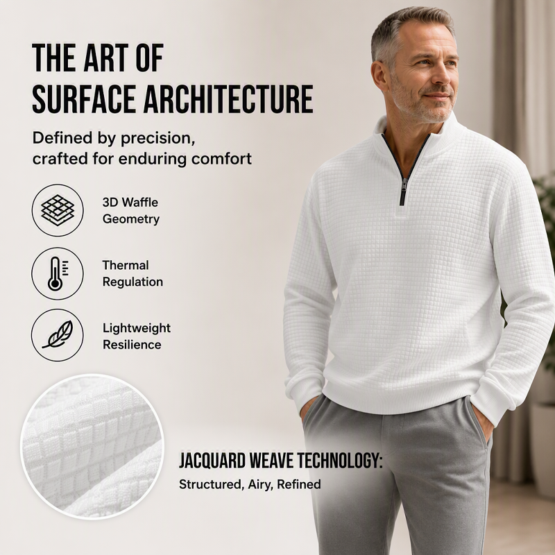 ✨ Elevated Comfort | Men's Waffle-Knit Quarter-Zip T-Shirt