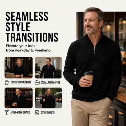 ✨ Elevated Comfort | Men's Waffle-Knit Quarter-Zip T-Shirt