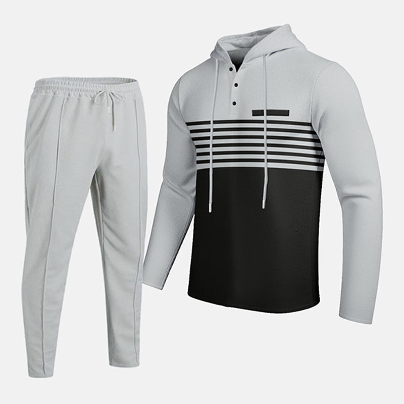 Men's Sporty Color-Block Waffle Knit 2-Piece Set
