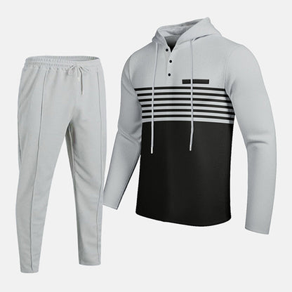 Men's Sporty Color-Block Waffle Knit 2-Piece Set