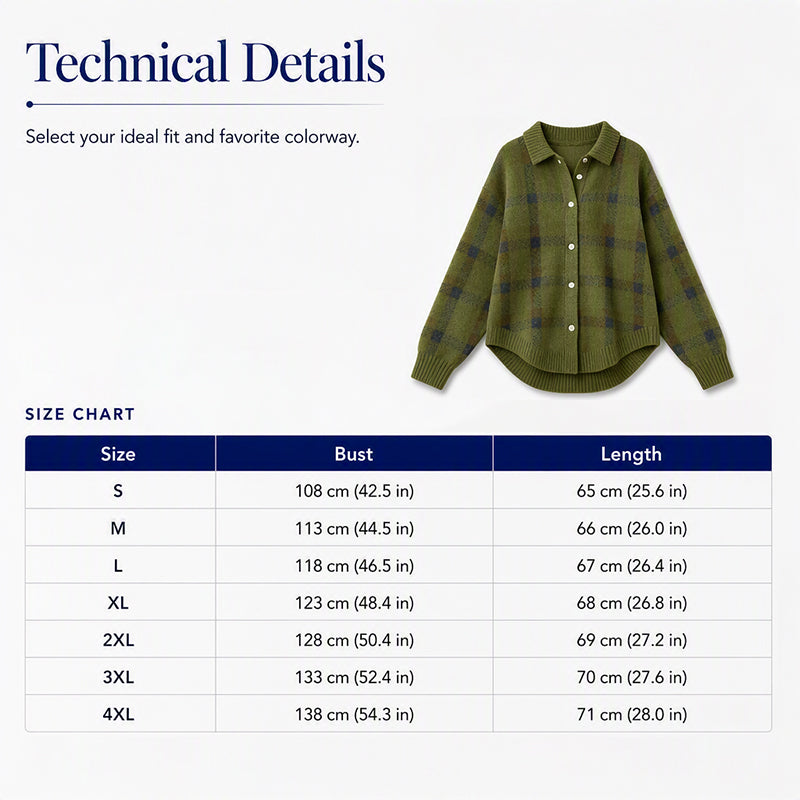 ✨ Timeless Comfort | Women's Plaid Button-Down Relaxed-Fit Cardigan