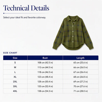 ✨ Timeless Comfort | Women's Plaid Button-Down Relaxed-Fit Cardigan