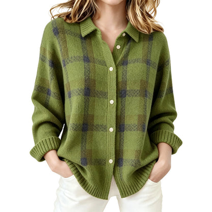 ✨ Timeless Comfort | Women's Plaid Button-Down Relaxed-Fit Cardigan