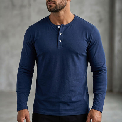 ✨ Easy Everyday Comfort | Men's Classic Henley Long-Sleeve Shirt