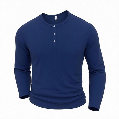 ✨ Easy Everyday Comfort | Men's Classic Henley Long-Sleeve Shirt