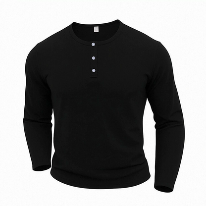 ✨ Easy Everyday Comfort | Men's Classic Henley Long-Sleeve Shirt