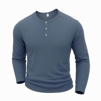 ✨ Easy Everyday Comfort | Men's Classic Henley Long-Sleeve Shirt