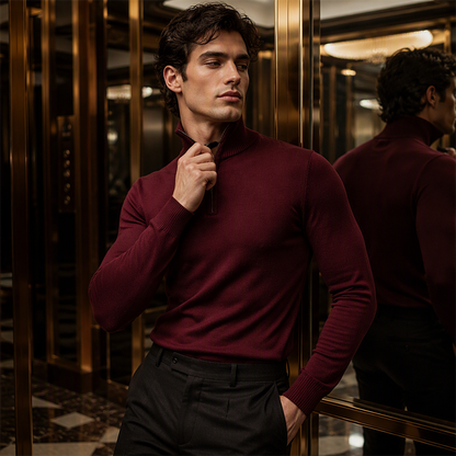 ✨ Elevated Comfort | Men's Quarter-Zip Mock-Neck Knit Sweater