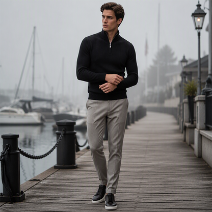 ✨ Elevated Comfort | Men's Quarter-Zip Mock-Neck Knit Sweater