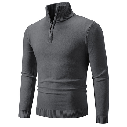 ✨ Elevated Comfort | Men's Quarter-Zip Mock-Neck Knit Sweater