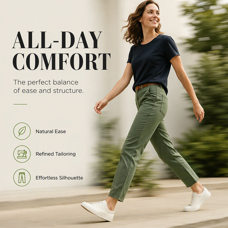 ✨ Practical Comfort | Women's Straight-Leg Cargo Pants with Deep Patch Pockets