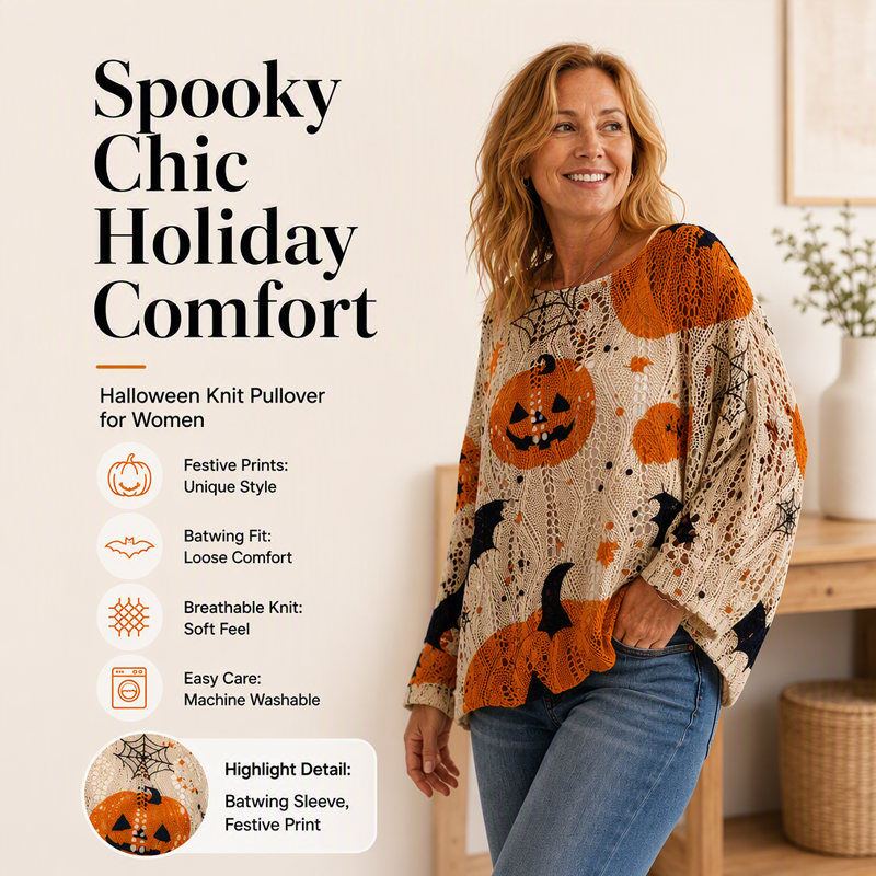🎃 Halloween Favorite | Women's Batwing-Sleeve Loose-Fit Knit Sweater