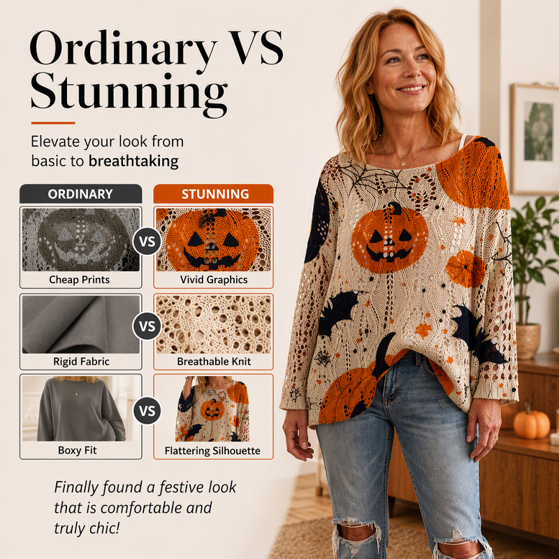 🎃 Halloween Favorite | Women's Batwing-Sleeve Loose-Fit Knit Sweater