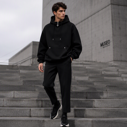 ✨ Elevated Comfort | Men's High-Collar Loose-Fit Casual Hoodie