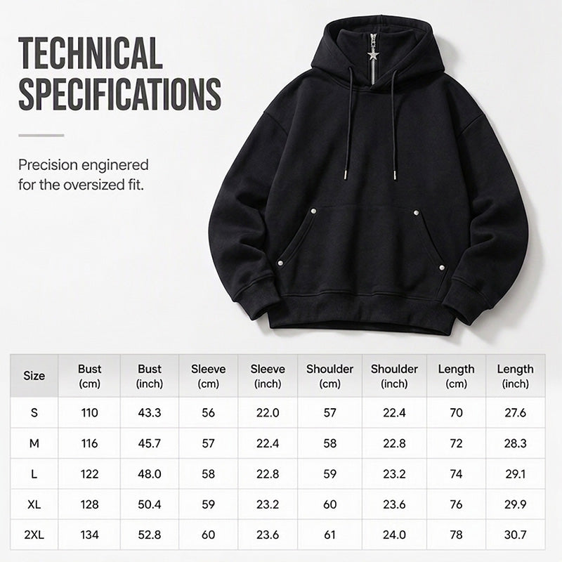 ✨ Elevated Comfort | Men's High-Collar Loose-Fit Casual Hoodie