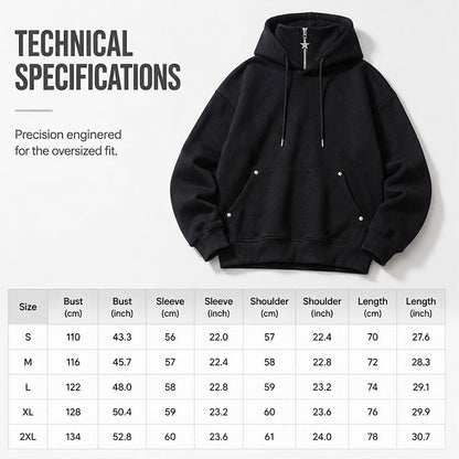 ✨ Elevated Comfort | Men's High-Collar Loose-Fit Casual Hoodie