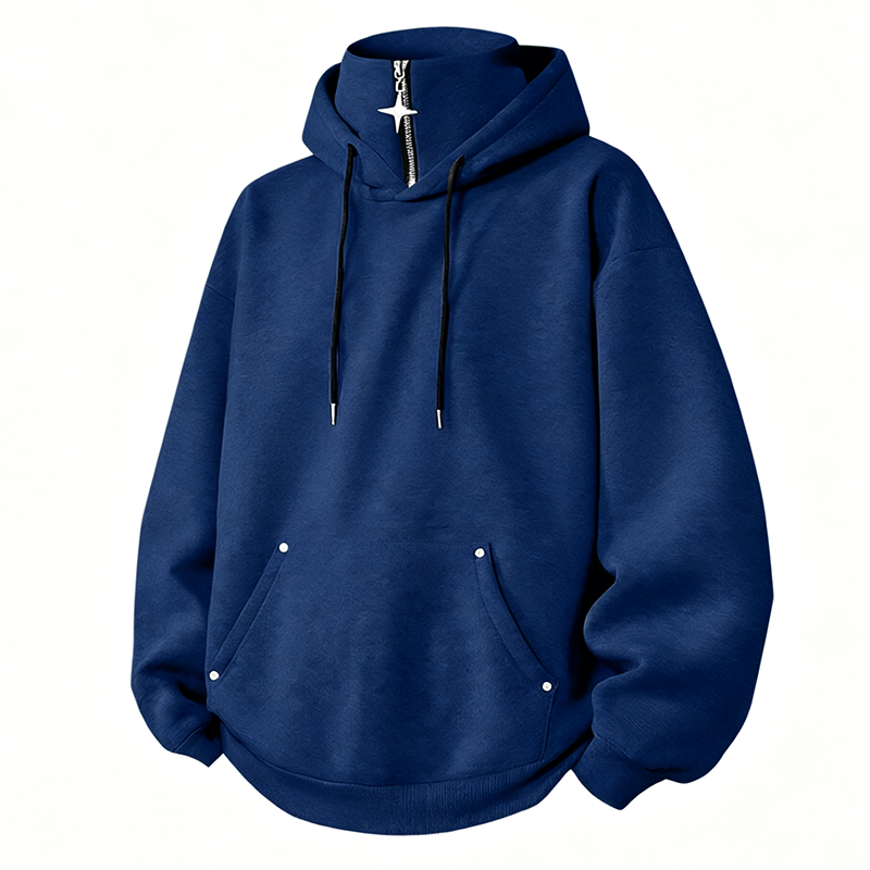 ✨ Elevated Comfort | Men's High-Collar Loose-Fit Casual Hoodie