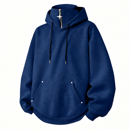 ✨ Elevated Comfort | Men's High-Collar Loose-Fit Casual Hoodie