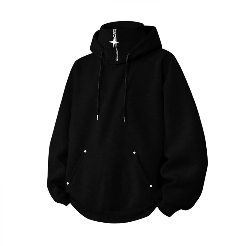 ✨ Elevated Comfort | Men's High-Collar Loose-Fit Casual Hoodie