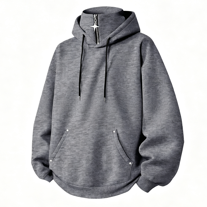 ✨ Elevated Comfort | Men's High-Collar Loose-Fit Casual Hoodie
