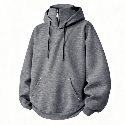 ✨ Elevated Comfort | Men's High-Collar Loose-Fit Casual Hoodie