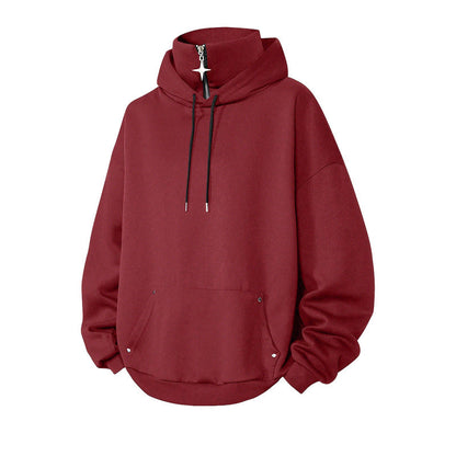 ✨ Elevated Comfort | Men's High-Collar Loose-Fit Casual Hoodie