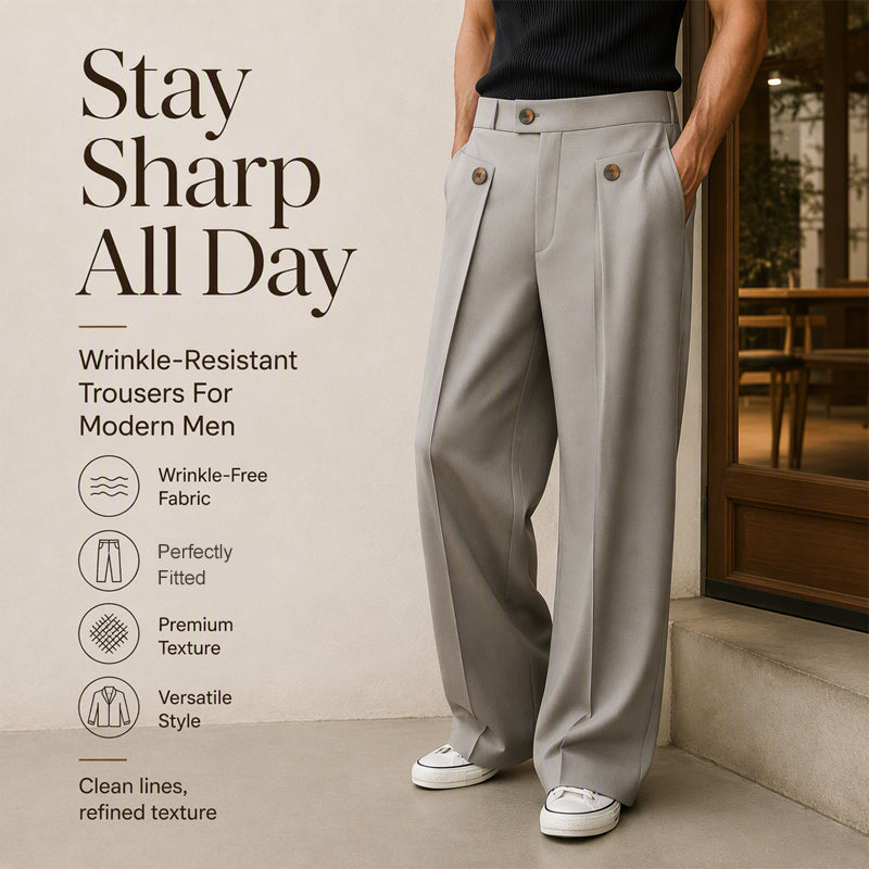 ✨ Easy Everyday Comfort | Men's Wrinkle-Resistant Straight-Leg Pants