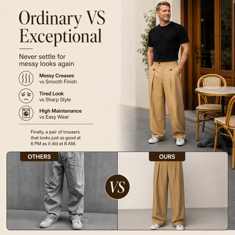 ✨ Easy Everyday Comfort | Men's Wrinkle-Resistant Straight-Leg Pants