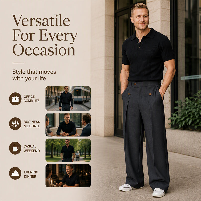 ✨ Easy Everyday Comfort | Men's Wrinkle-Resistant Straight-Leg Pants
