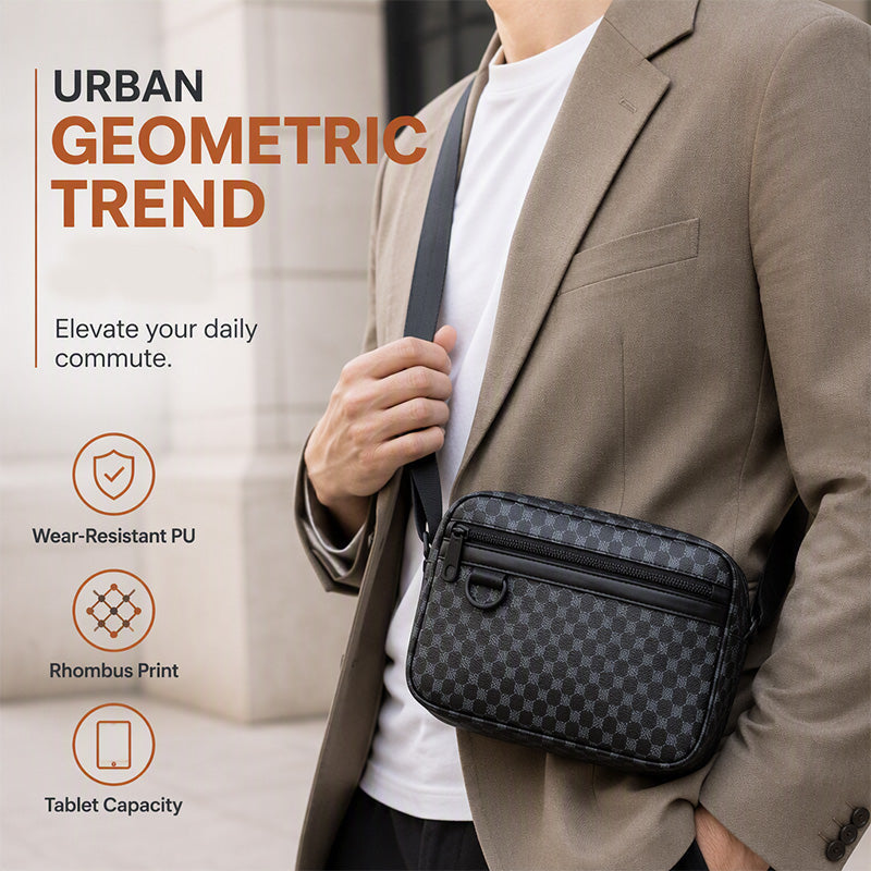 ✨ Smart Everyday Carry | Men's Geometric PU Leather Crossbody Bag