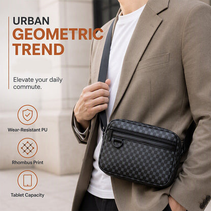 ✨ Smart Everyday Carry | Men's Geometric PU Leather Crossbody Bag